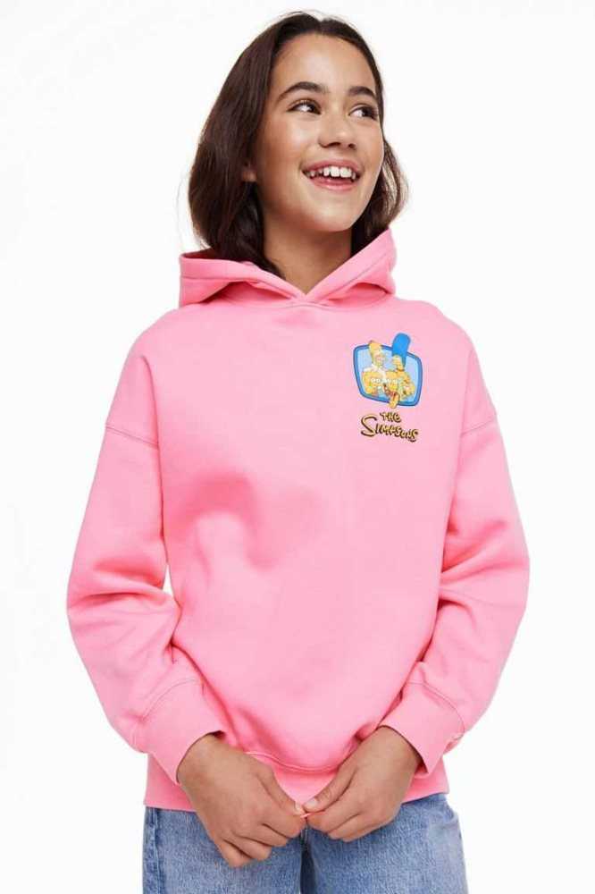 H&M Oversized Printed Hoodie Kinder Hellblau | 8426-LBQHU