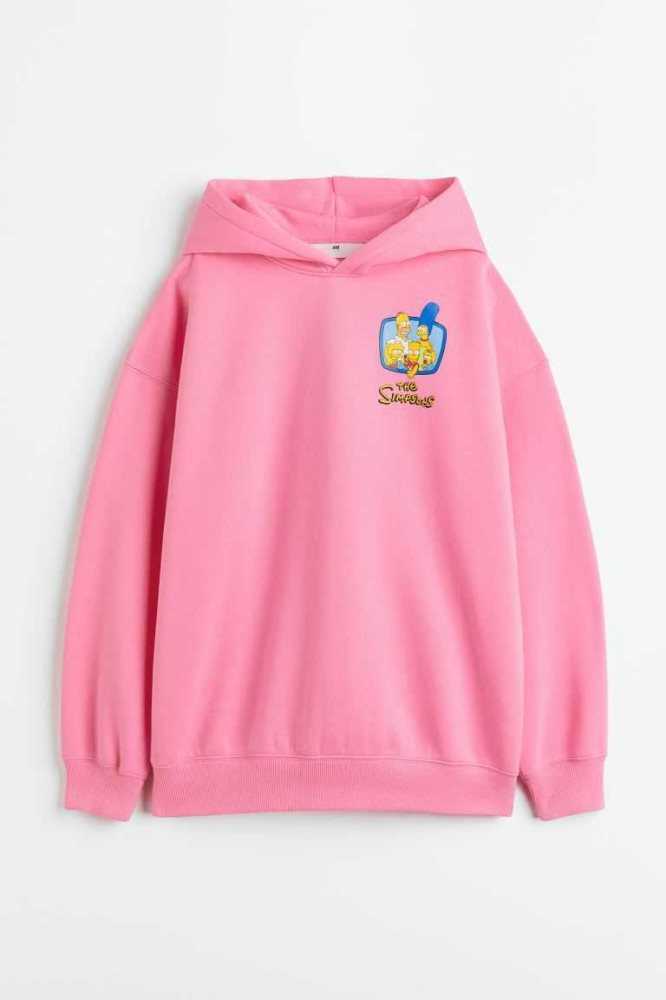 H&M Oversized Printed Hoodie Kinder Hellblau | 8426-LBQHU