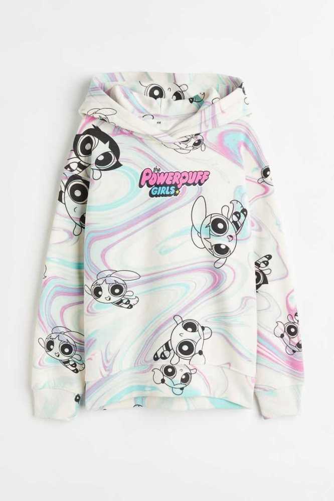 H&M Oversized Printed Hoodie Kinder Schwarz | 5370-QESJW