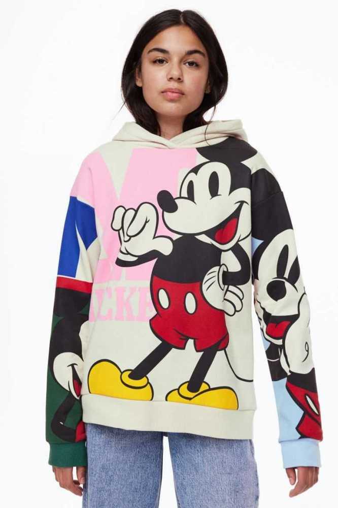 H&M Oversized Printed Hoodie Kinder Weiß | 0197-IWGMX