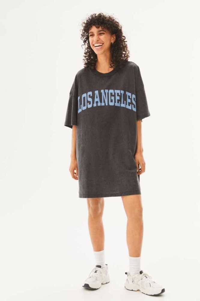 H&M Oversized Printed T-shirt Kleider Damen Dunkelblau | 7095-THQJY