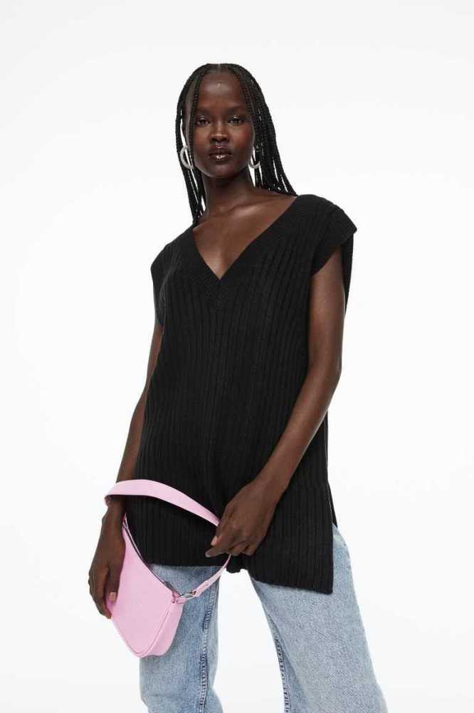 H&M Oversized Rib-knit Vest Pullover Damen Helllila | 2064-QDKXW