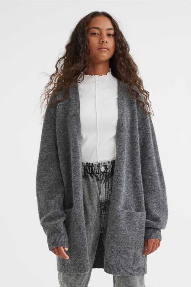 H&M Oversized Strickjacke Kinder Dunkelbraun | 0853-FYVAH