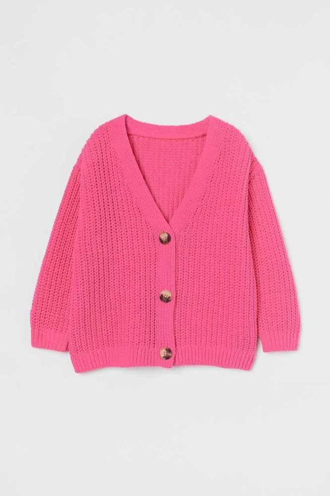 H&M Oversized Strickjacke Kinder Hellrosa | 8934-HDKLS