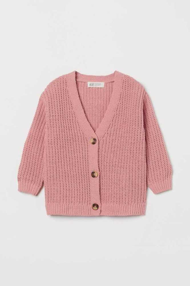 H&M Oversized Strickjacke Kinder Hellrosa | 8934-HDKLS