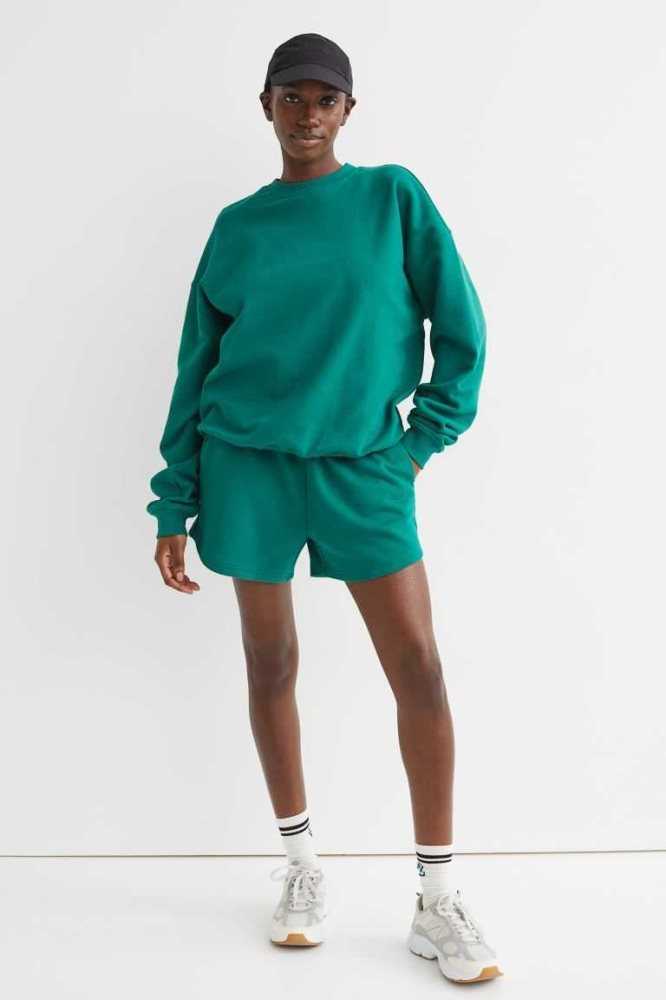 H&M Oversized Sweatshirt Damen Dunkelgrün | 9076-TQLEO