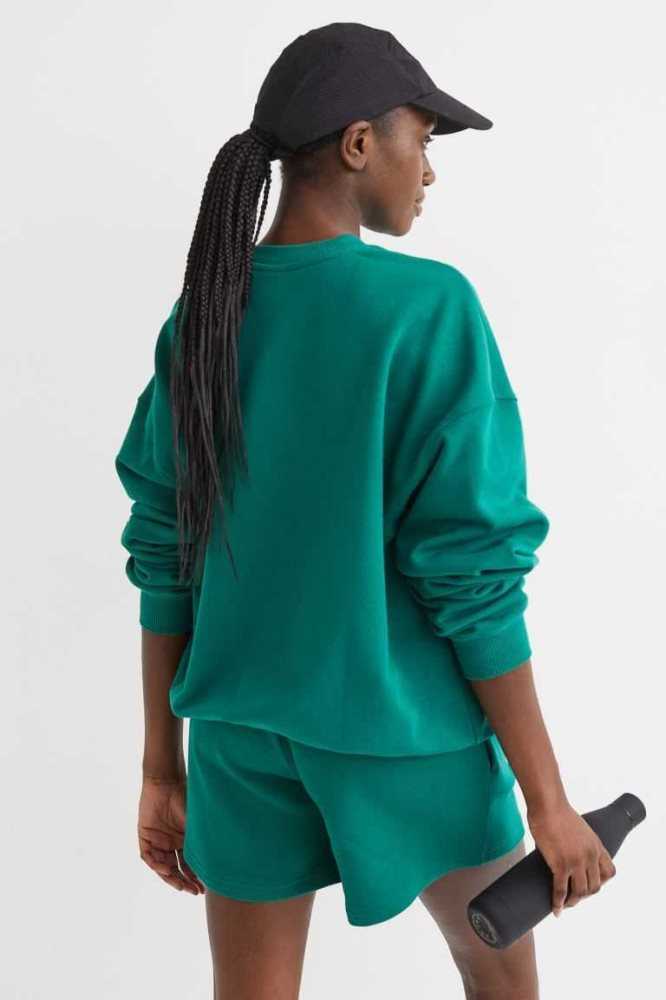 H&M Oversized Sweatshirt Damen Dunkelgrün | 9076-TQLEO