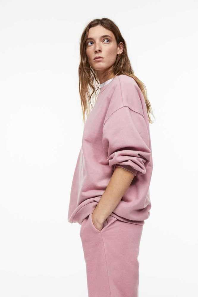 H&M Oversized Sweatshirt Damen Rosa | 7106-NXQZB