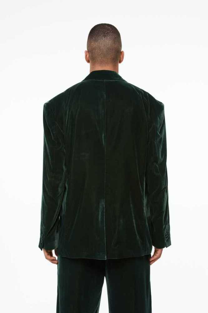 H&M Oversized Velvet Jacket Blazer Herren Türkis Grün | 6587-CKOHD