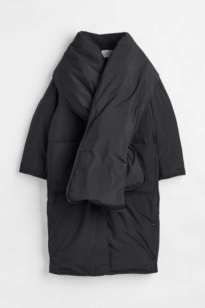 H&M Oversized Wasser-repellent Down Jacke Damen Schwarz | 5418-FDXPQ