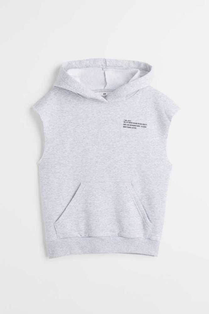 H&M Oversized Ärmellose Hoodie Kinder Hellgrau | 2861-QFEAU