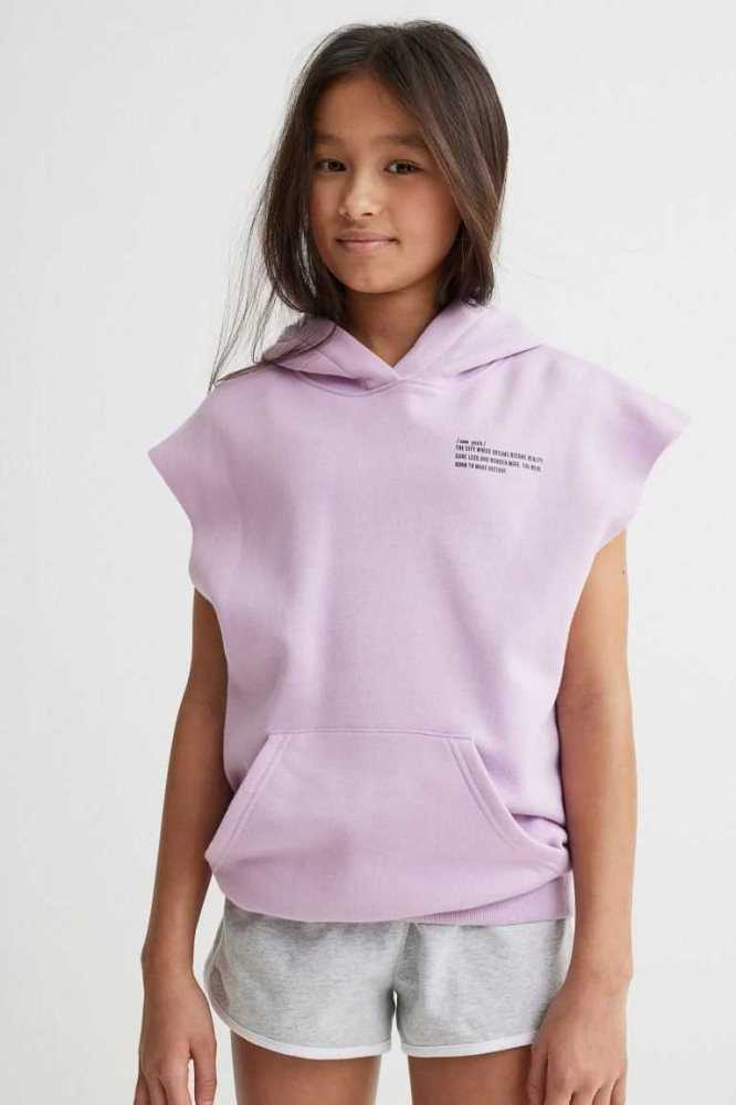 H&M Oversized Ärmellose Hoodie Kinder Hellgrau | 2861-QFEAU