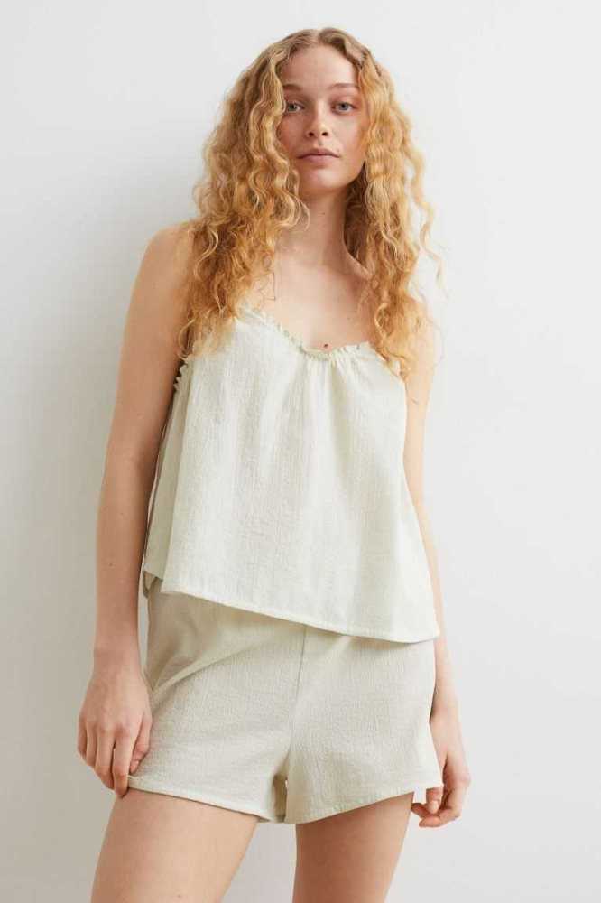 H&M Pajama Camisole Top and Shorts Nachtwäsche Damen Hellgrün | 3152-UIWQN