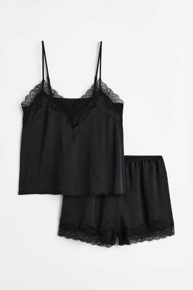 H&M Pajama Camisole Top and Shorts Nachtwäsche Damen Rosa | 7029-JRTWQ