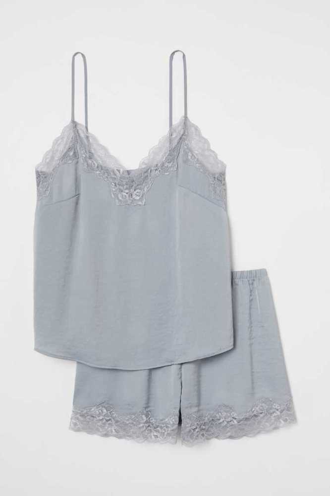 H&M Pajama Camisole Top and Shorts Nachtwäsche Damen Rosa | 7029-JRTWQ