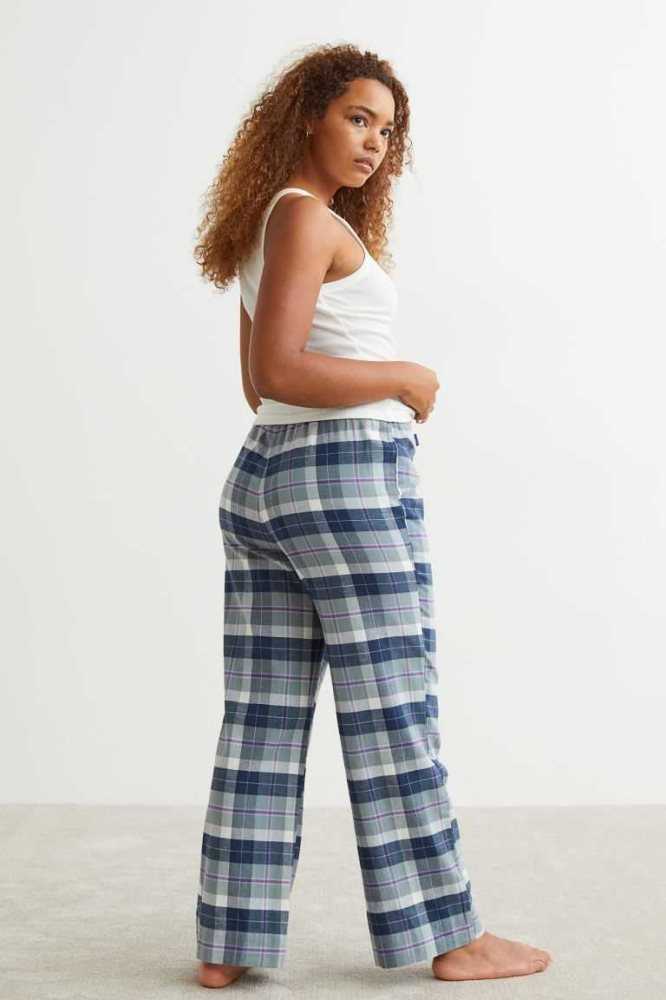 H&M Pajama Pants Nachtwäsche Damen Dunkelblau | 5407-KYHWJ