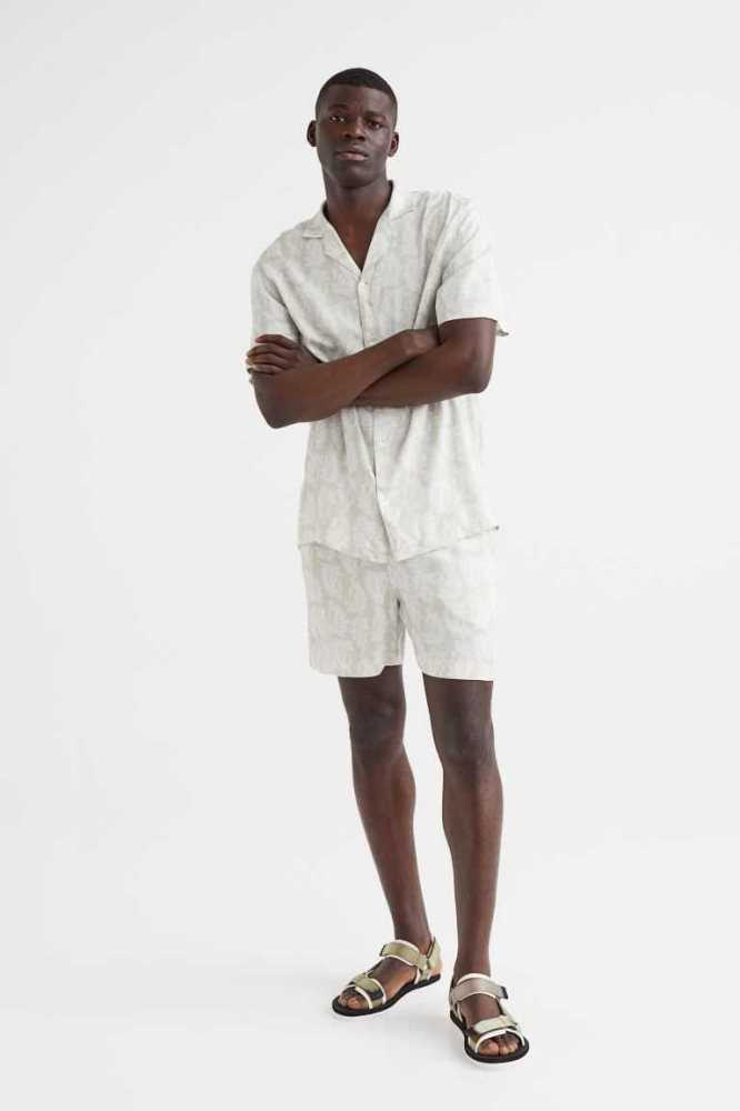 H&M Pajama Shirt and Shorts Loungewear Herren Hellgrün | 9572-MZPGR