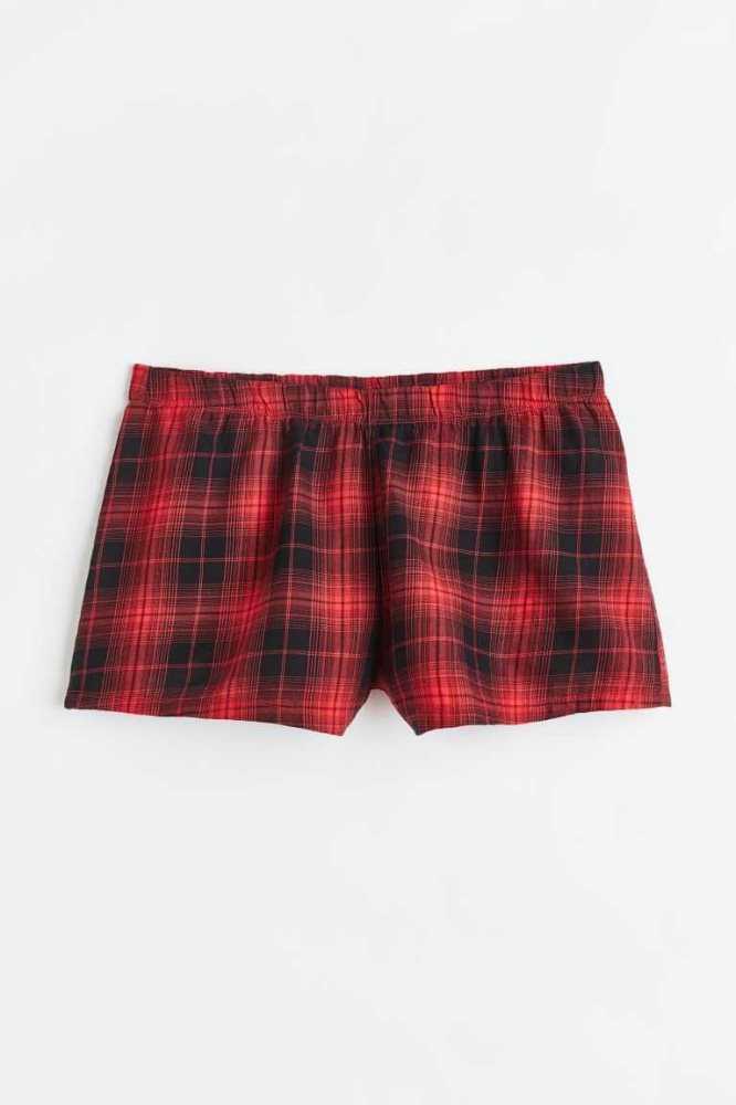 H&M Pajama Shorts Nachtwäsche Damen Rot | 6310-LTFZM