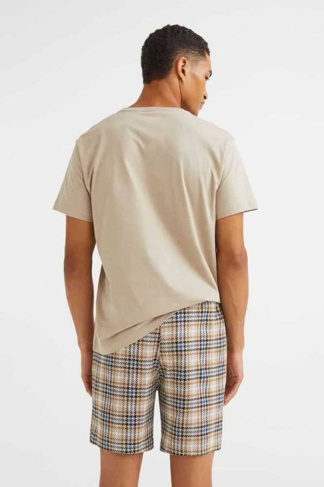 H&M Pajama T-shirt and Shorts Loungewear Herren Grau | 8029-JWQNP