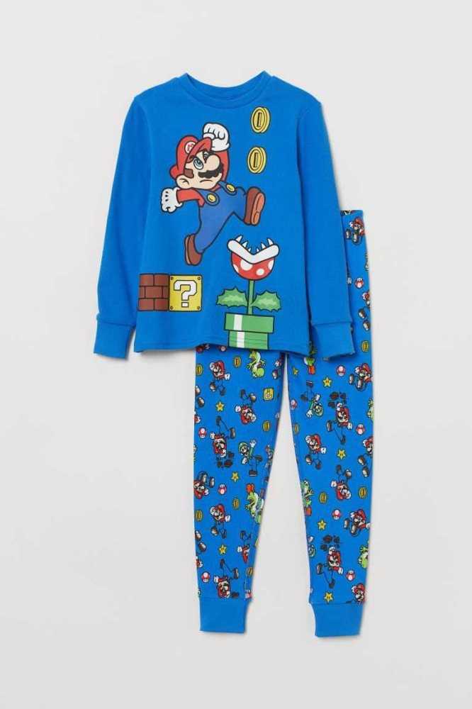 H&M Pajamas Jersey Kinder Blau | 9124-PWTLY