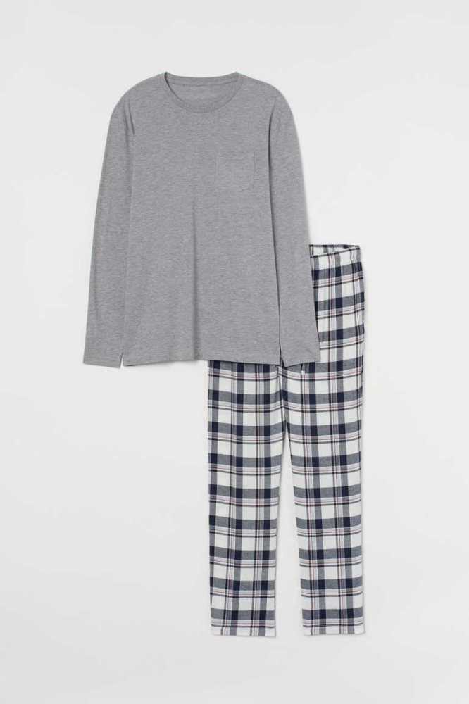 H&M Pajamas Loungewear Herren Dunkelblau Rot | 0251-RASKX