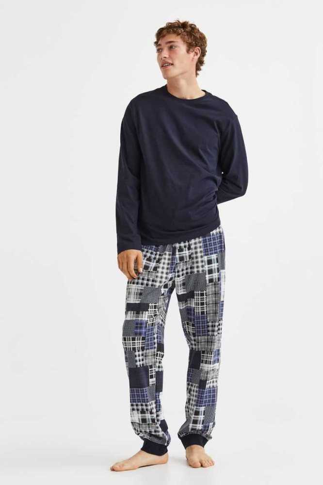 H&M Pajamas Loungewear Herren Weiß Dunkelgrau | 3029-HTCNZ