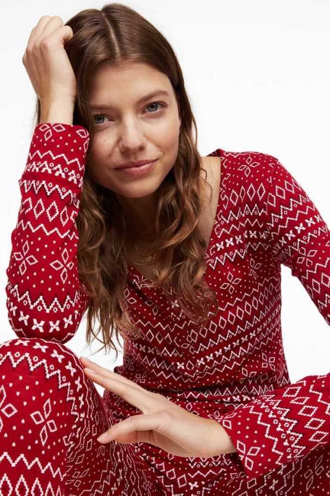 H&M Pajamas Nachtwäsche Damen Rot | 3740-VDQTE