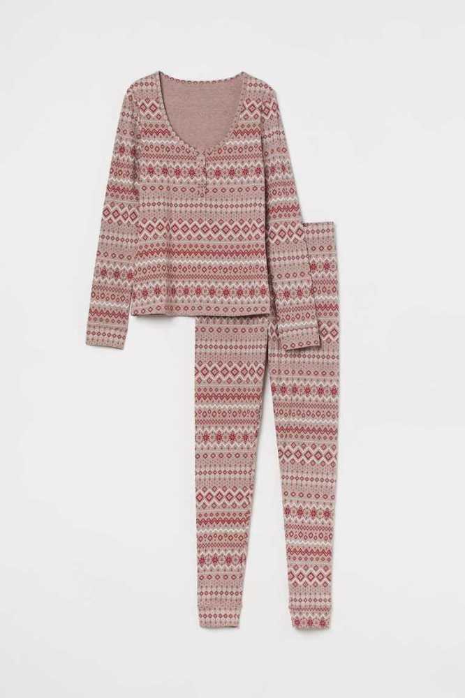 H&M Pajamas Nachtwäsche Damen Rot | 3740-VDQTE