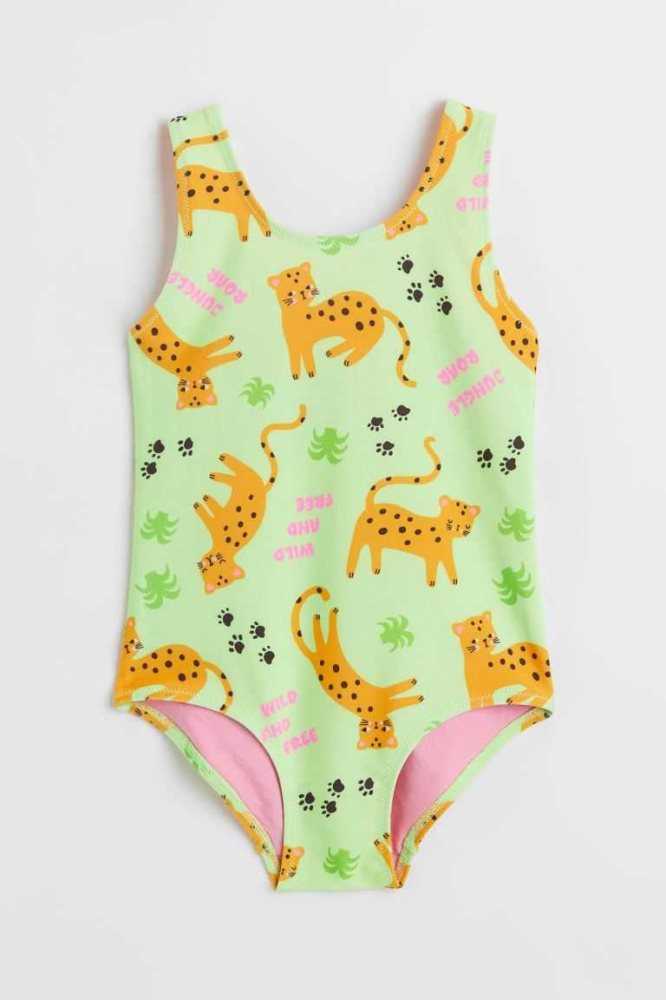 H&M Patterned Badeanzüge Kinder Grün | 6341-QOWTS