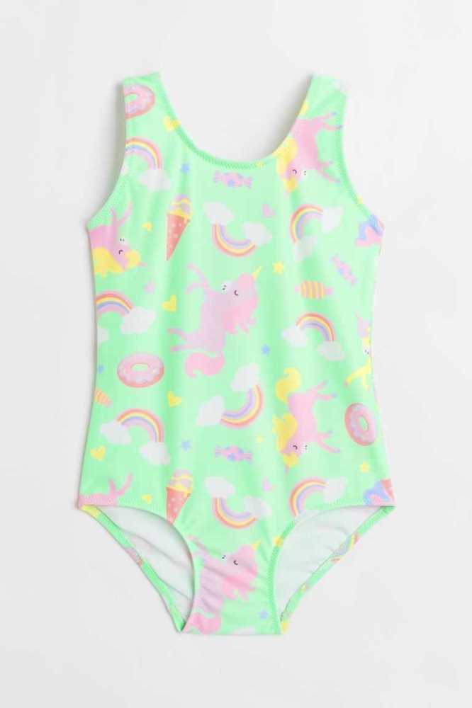 H&M Patterned Badeanzüge Kinder Grün | 6341-QOWTS