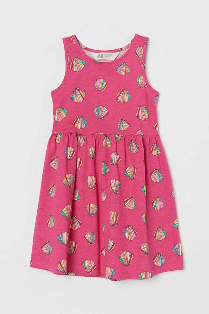 H&M Patterned Jersey Kurzes Kleid Kinder Gelb | 0397-KBQPI