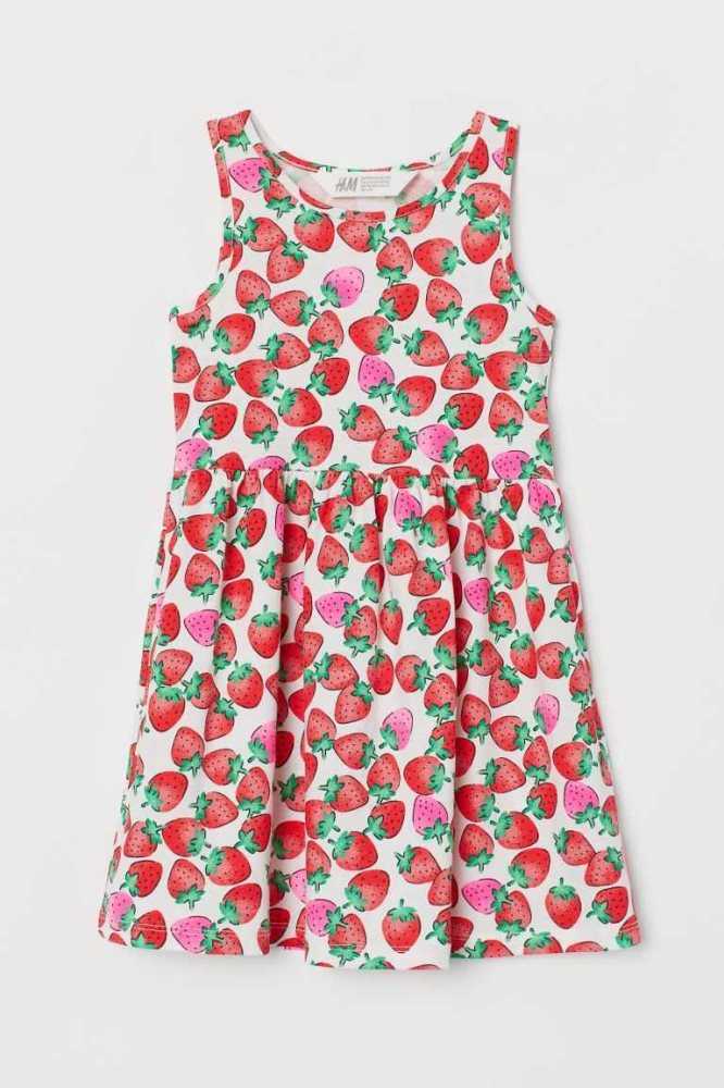 H&M Patterned Jersey Kurzes Kleid Kinder Gelb | 0397-KBQPI