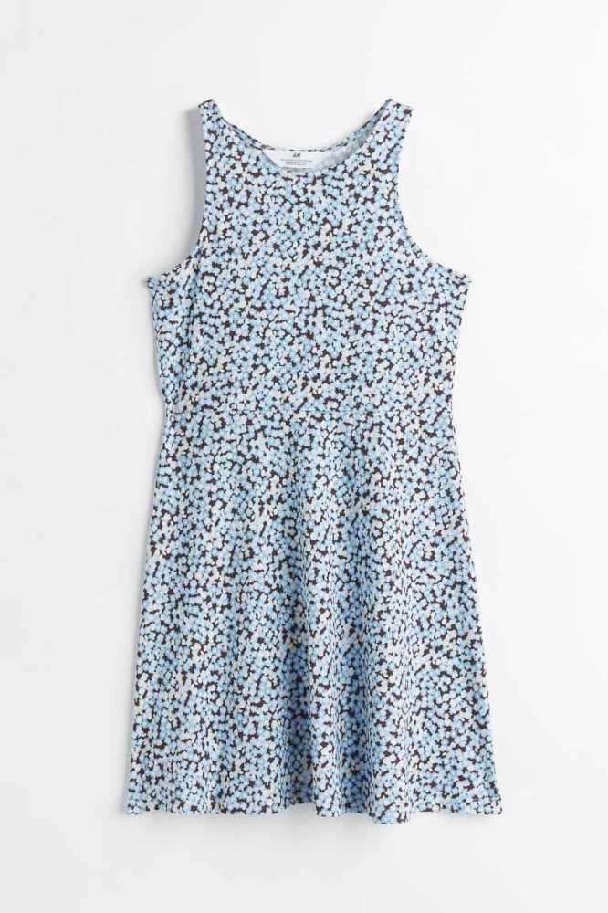 H&M Patterned Jersey Kurzes Kleid Kinder Dunkelgrau | 6045-OQTUX