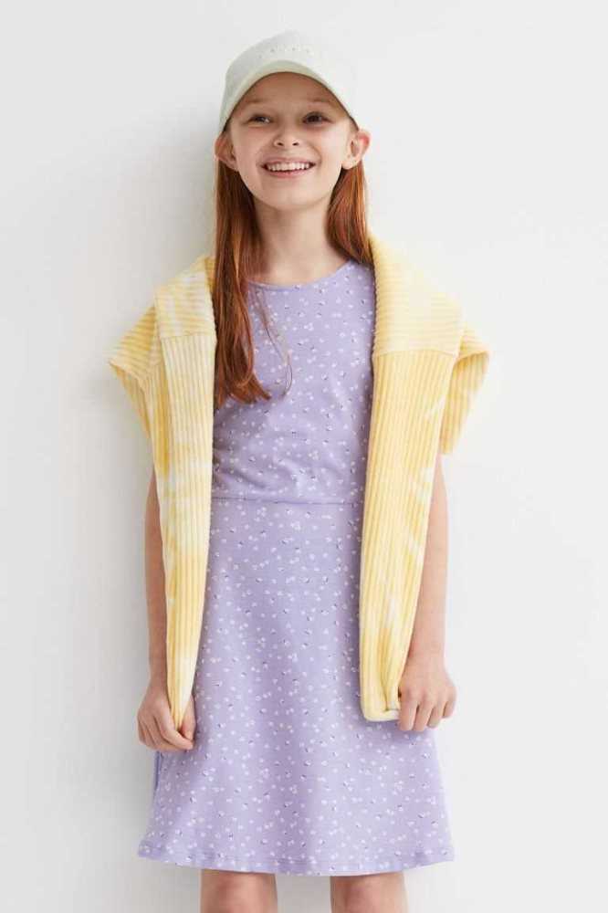 H&M Patterned Jersey Kurzes Kleid Kinder Dunkelgrau | 6045-OQTUX