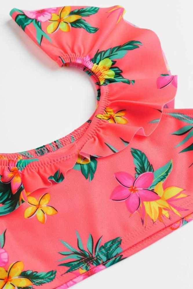 H&M Patterned Ruffled Bikinihosen Kinder Rosa | 2371-NLZTG