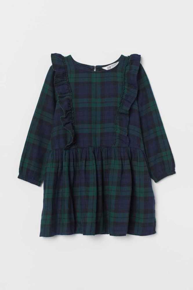 H&M Patterned Ruffled Kurzes Kleid Kinder Lila | 5083-GBHZW