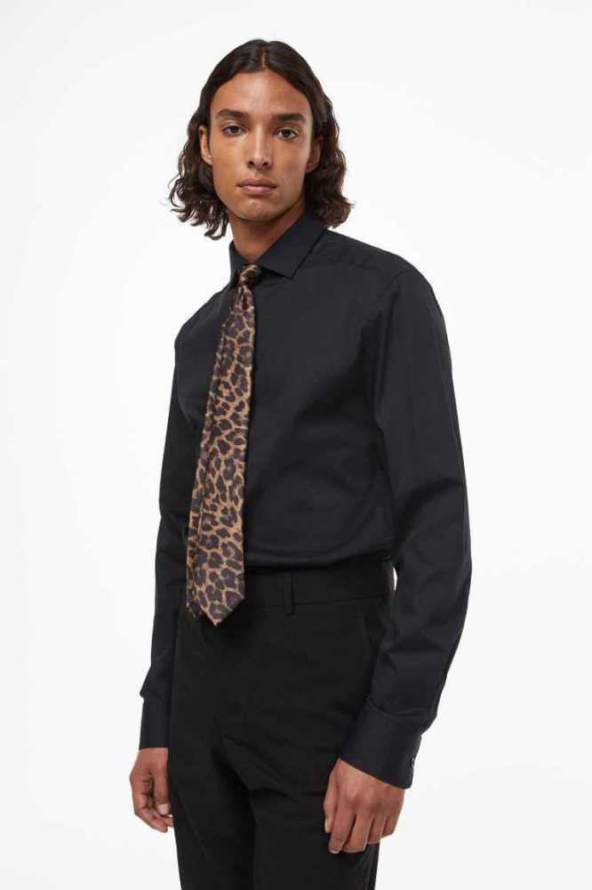 H&M Patterned Satin Tie Blazer Herren Braun Leopard | 0432-TNYWI