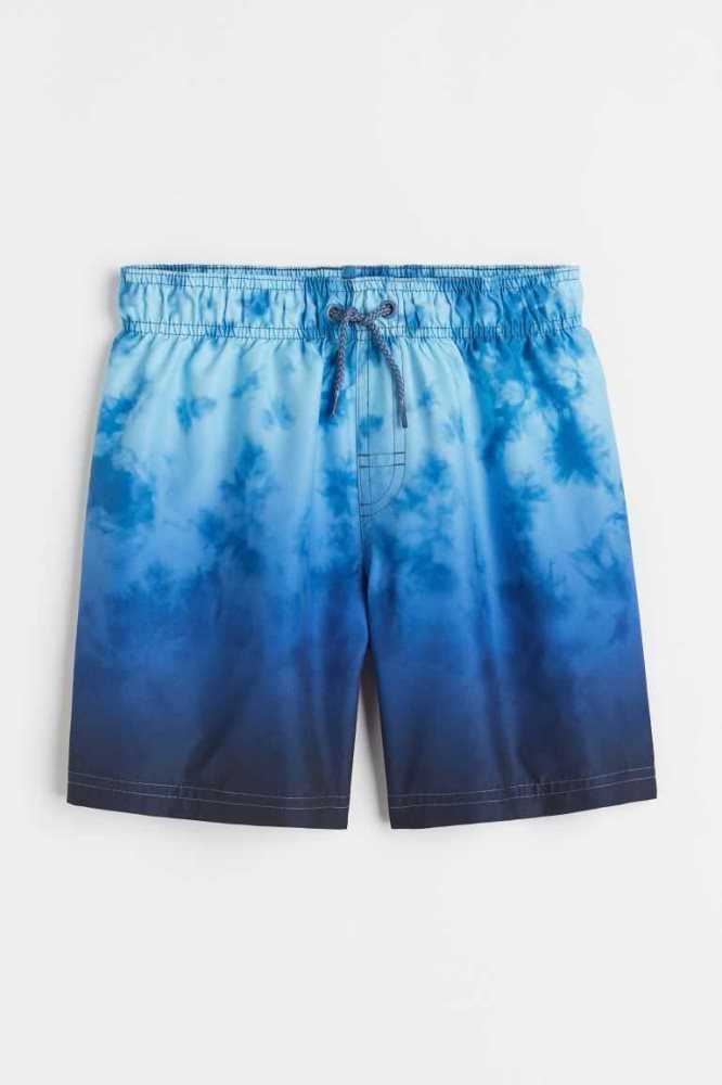 H&M Patterned Shorts Bademode Kinder Blau | 4281-QZWBJ