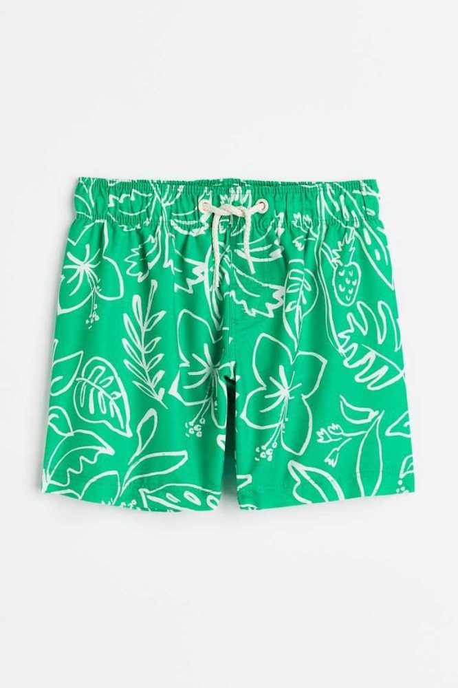 H&M Patterned Shorts Bademode Kinder Grün | 0512-UWLFT