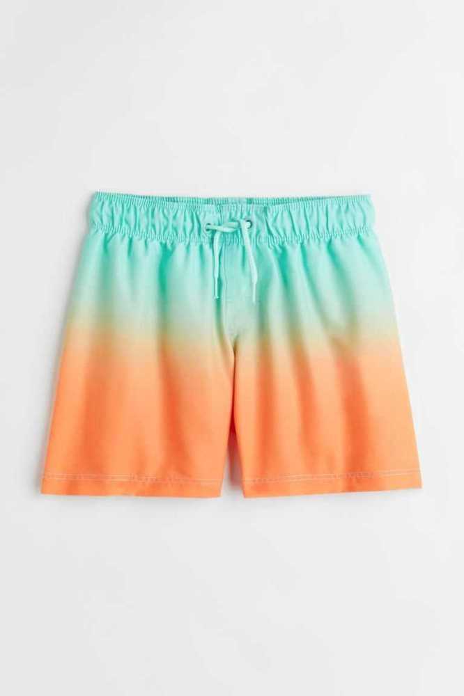 H&M Patterned Shorts Bademode Kinder Grün | 7120-DSOBH