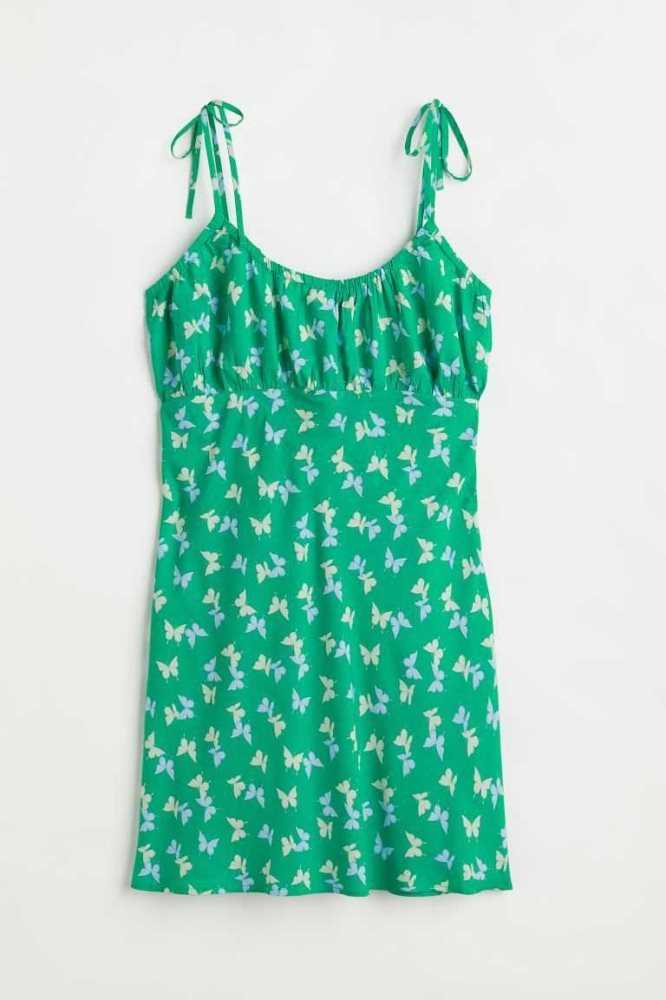 H&M Patterned Slip Kleider Damen Grün | 7439-WPJIT