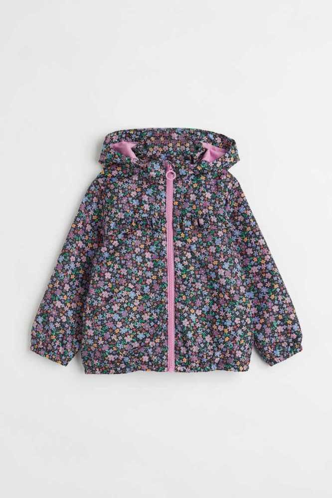 H&M Patterned Windbreaker Oberbekleidung Kinder Schwarz | 9564-ETRKM