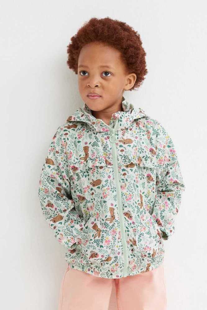 H&M Patterned Windbreaker Oberbekleidung Kinder Schwarz | 9564-ETRKM