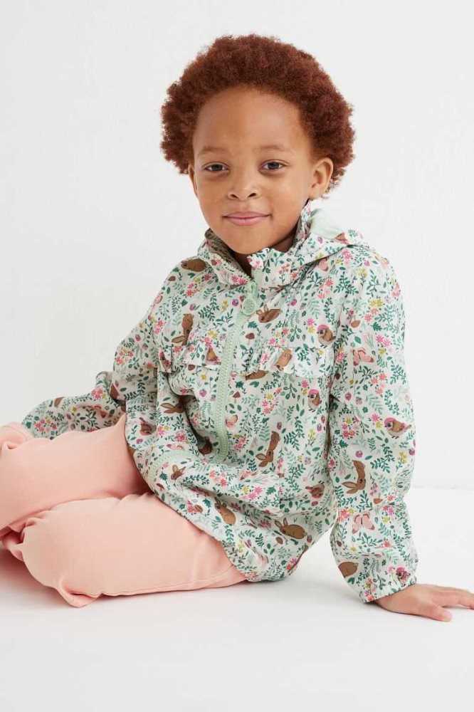 H&M Patterned Windbreaker Oberbekleidung Kinder Schwarz | 9564-ETRKM