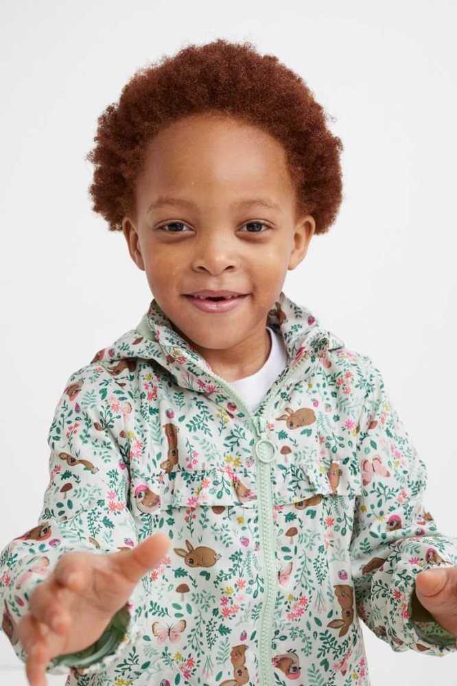 H&M Patterned Windbreaker Oberbekleidung Kinder Schwarz | 9564-ETRKM