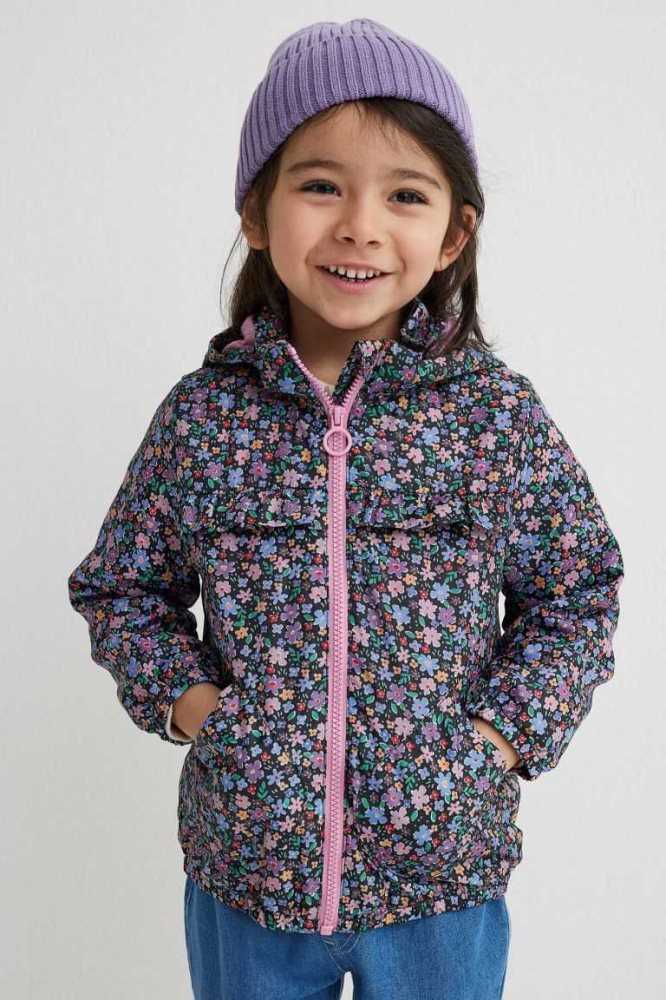 H&M Patterned Windbreaker Oberbekleidung Kinder Schwarz | 9564-ETRKM