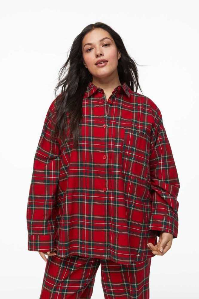 H&M Plaid Pajamas Nachtwäsche Damen Rot | 1870-FOQMR