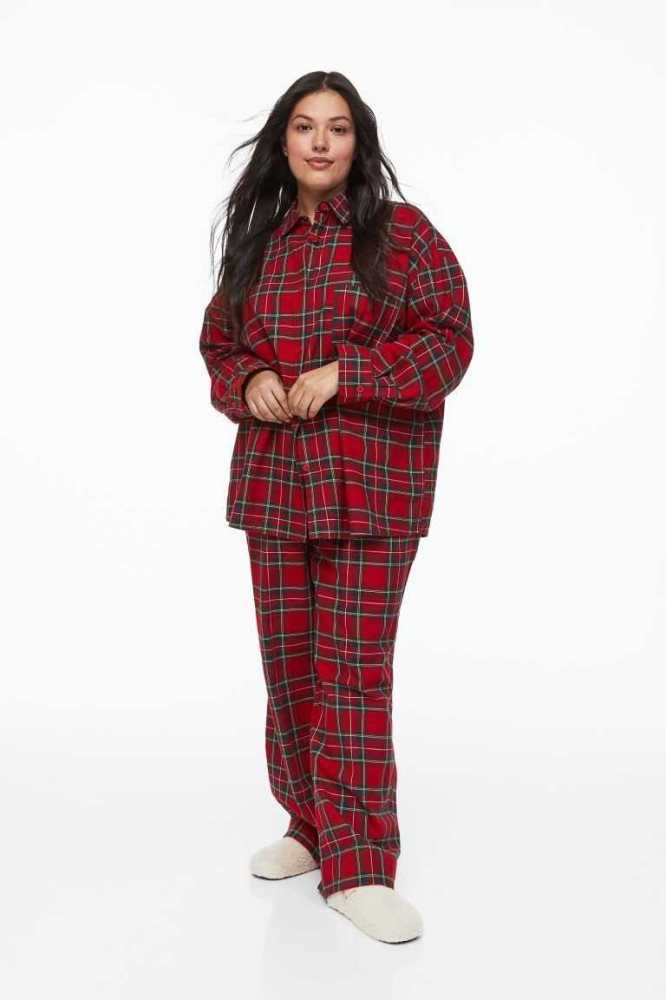 H&M Plaid Pajamas Nachtwäsche Damen Rot | 1870-FOQMR