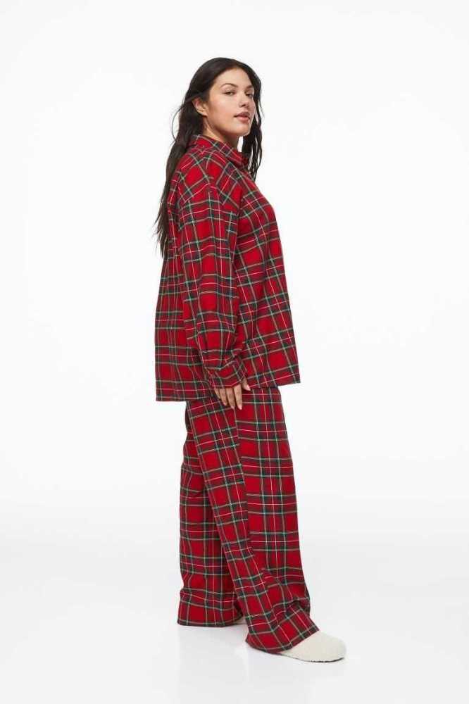 H&M Plaid Pajamas Nachtwäsche Damen Rot | 1870-FOQMR