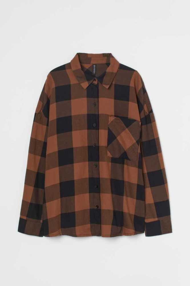 H&M Plaid Shirt Bluse Damen Rot | 9715-AXTJC